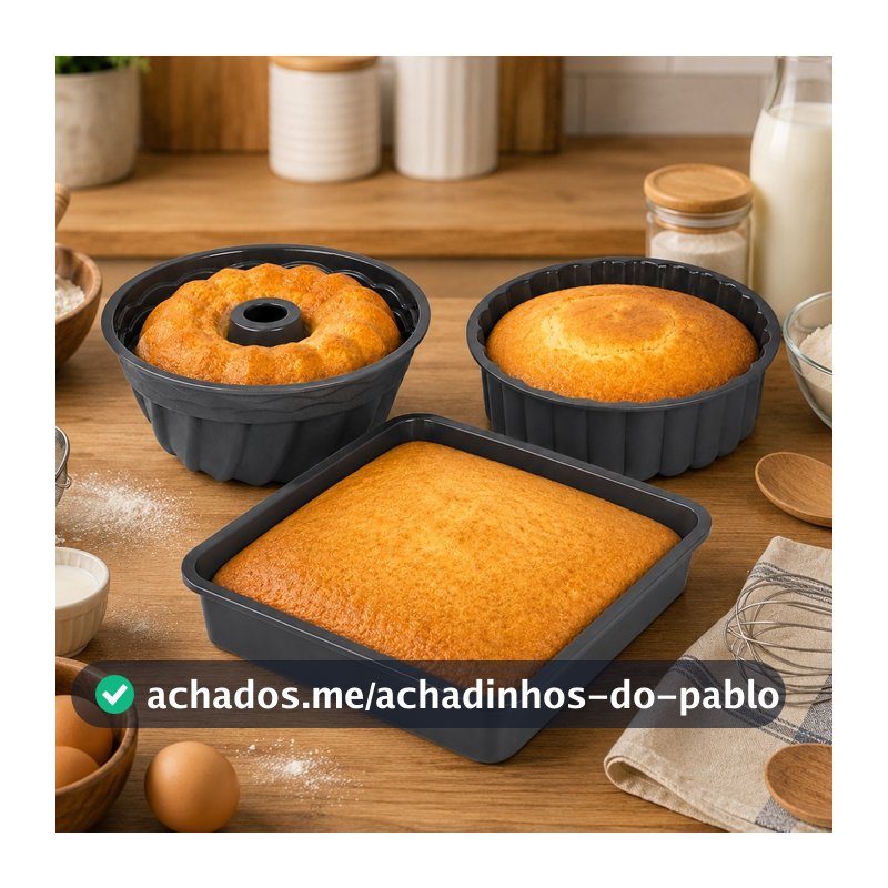 Formas Silicone Bolo Doces Para Air Fryer Forno Geladeira Micro-ondas Assadeiras Antiaderente Utensílios Cozinha Kit 3
