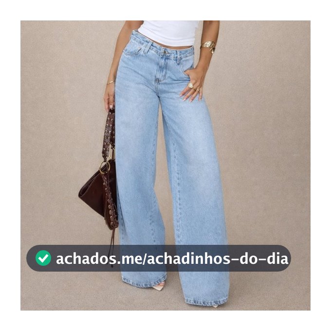 Calça Jeans Feminina Wide Leg Cintura Alta Pantalona 100% Algodão Premium Lavagem Clara Soltinha