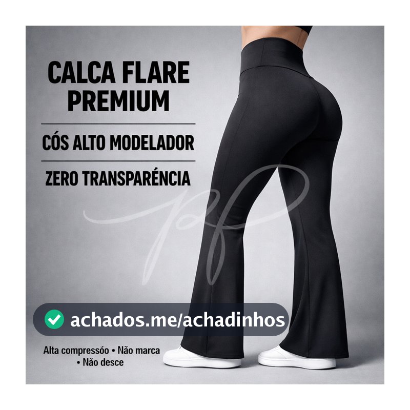 Calça Feminina Suplex Legging Flare Bailarina Cós Alto Modeladora