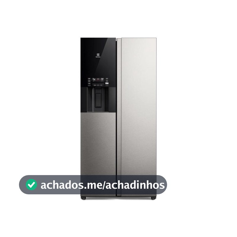 Geladeira Electrolux Frost Free Inverter 481L AutoSense e Água e Gelo na Porta Side by Side Inox Look (ES4WS)