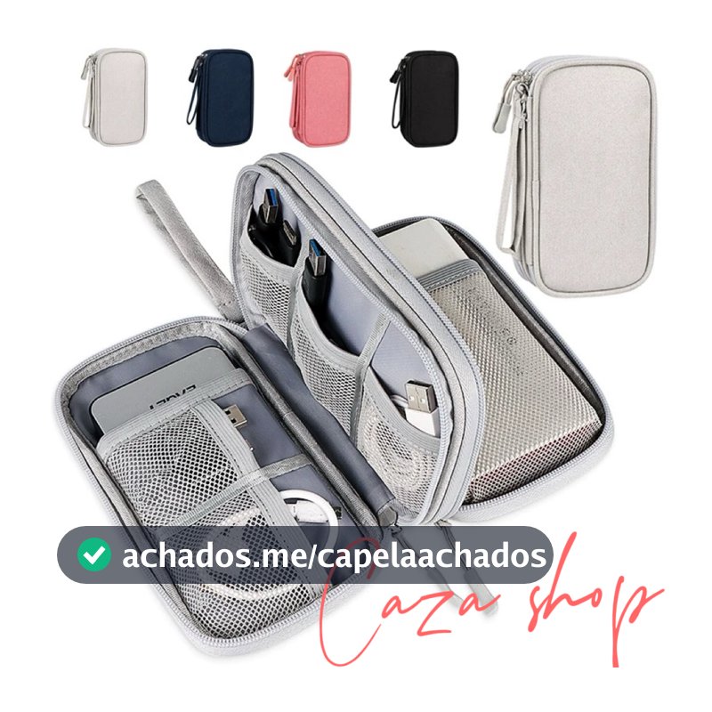 Necessaire organizadora bolsa portatil celular cabos fios  armanazamento