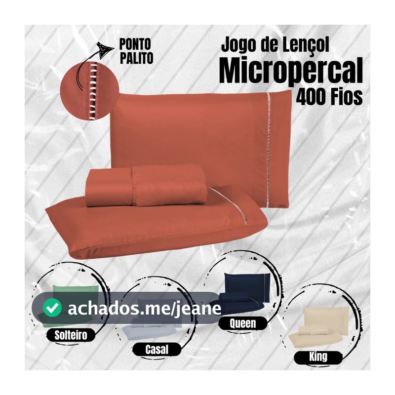 Kit Lençol Cama Casal King Queen Padrão Solteiro 400 fios Micropercal 03 Peças Ponto Palito