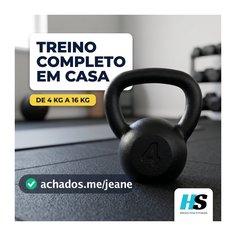 Kettlebell Peso 4kg a 16kg Pintado Ferro Fundido | Peso de Academia Musculação Treino em Casa Treinamento Funcional Fit