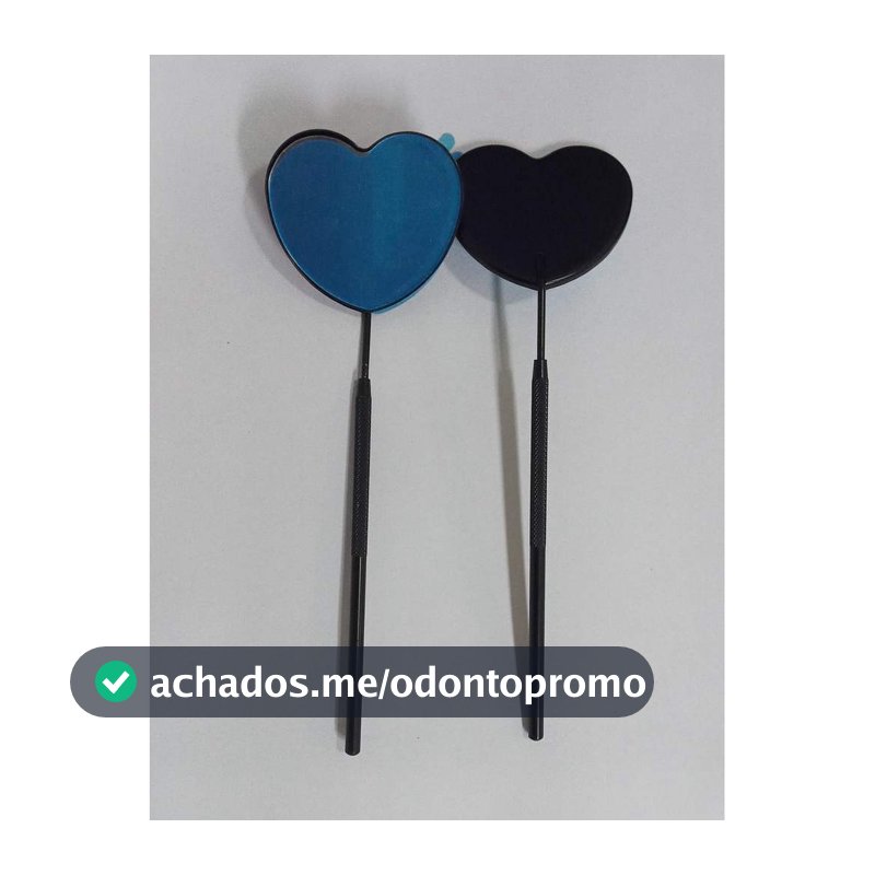 Espelho Odonto Coração Grande Preto