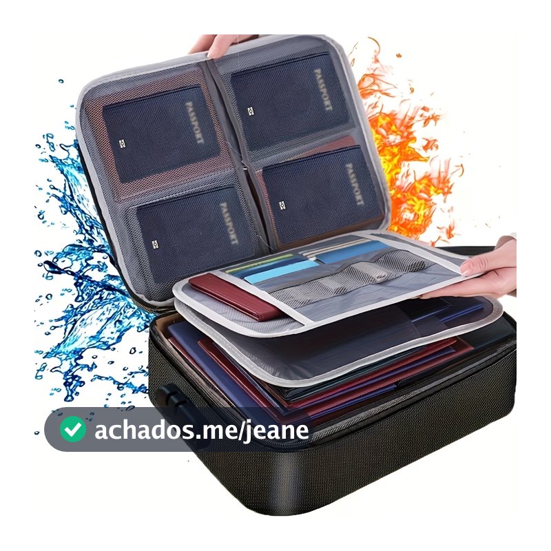 Bolsa Pasta Organizador De Documentos Vários Compartimento Trava Com Segredo Passaporte Cartão Identidade Diploma
