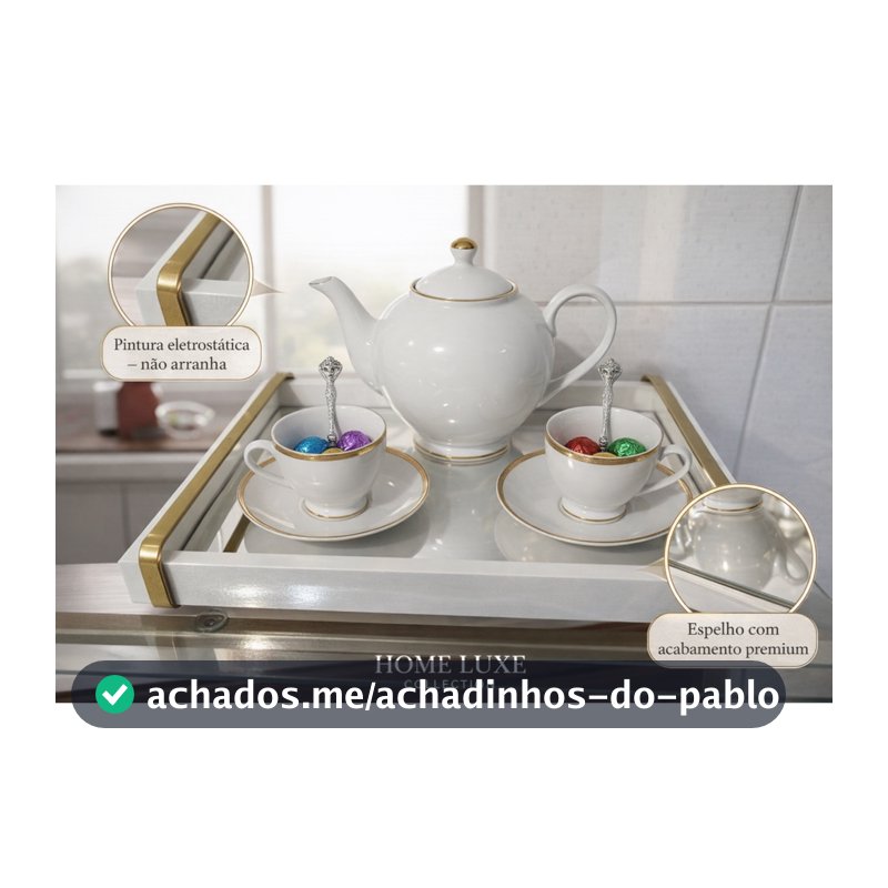 Bandeja Espelho Multiuso Organização Sala Bar Mesa Posta Cantinho Café Elegante Decorativa