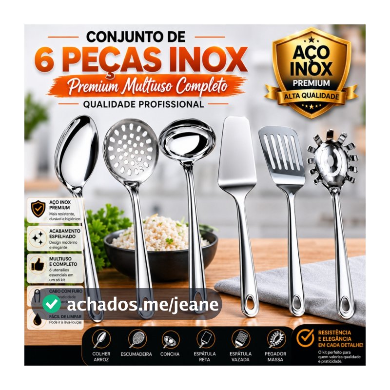 Kit Conjunto Completo Inox 6 Peças Premium Multiuso Profissional Cozinha Restaurante Buffet Resistente