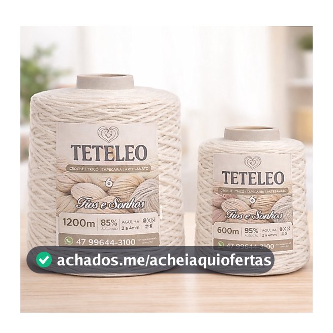 Barbante De 1200 Metros a 400 Metros Antialérgico Sem Poeira  TeTeLeo Fio N°6 / Tricô/Crochê
