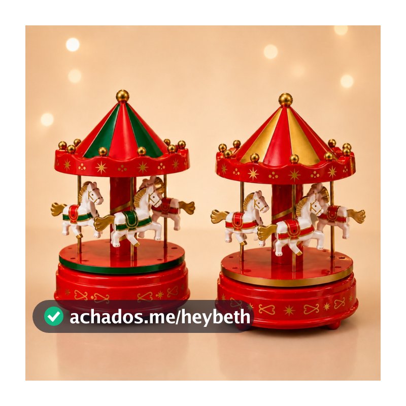 Carrossel Musical Natalino Enfeite de Natal a cordaTransforme sua Decoração Caixinha Música