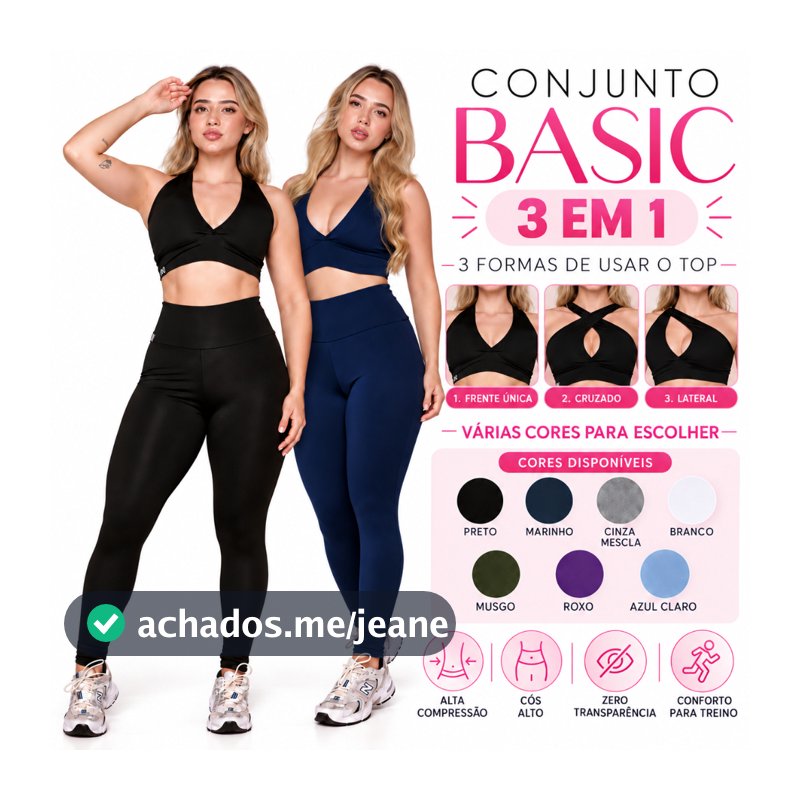 Conjunto Legging Academia Fitness Feminino Cintura Alta Treino Forro Duplo Zero Transparência AQN SPORT