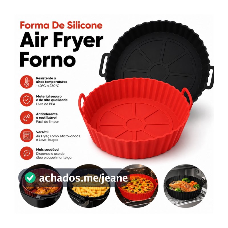 Kit Forma De Silicone Air Fryer Forno Fritadeira Assadeira Reutilizável Antiaderente Flexível