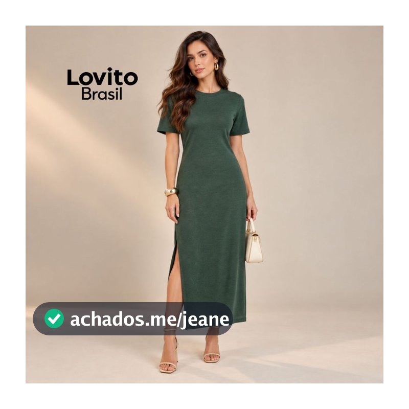 Lovito Vestido Feminino Mangas Curtas Malha Tricot DRB16781708