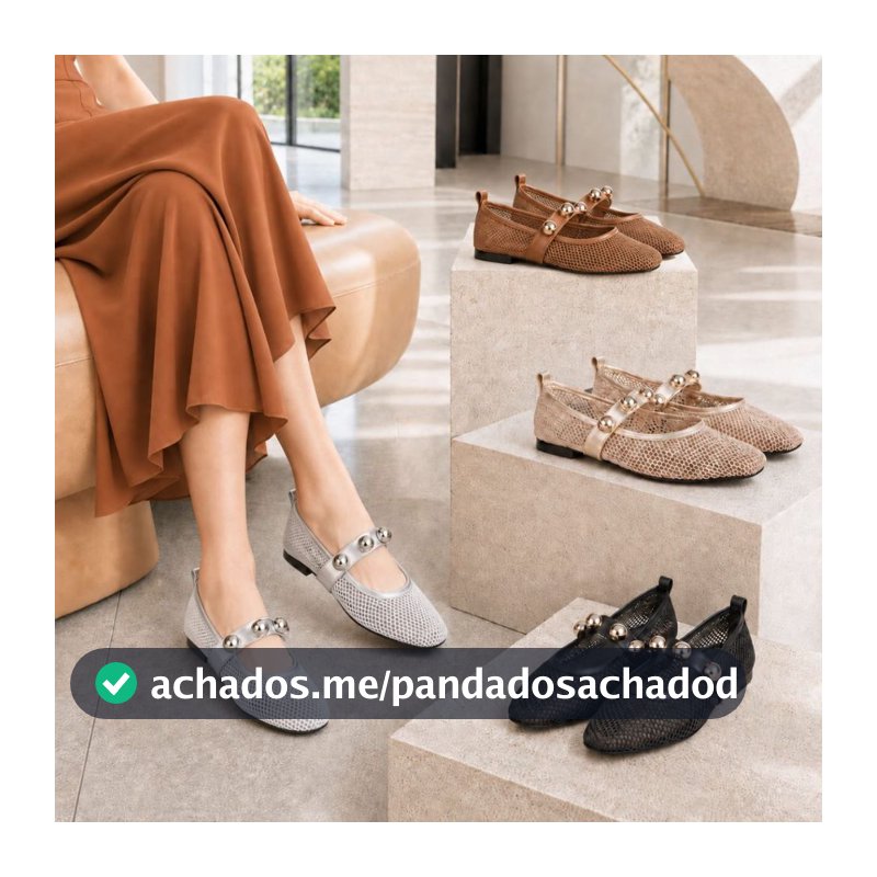 Sapatilha Feminina Bailarina Em Tela com Transparência e Enfeite em Abs Metalizados Estilo Casual Elegante Promoção