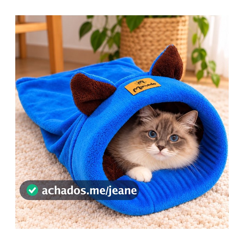 Cama Toca para Gatos 60x40 cm em Microfibra com Orelhinhas - Toca Chamego Mimado