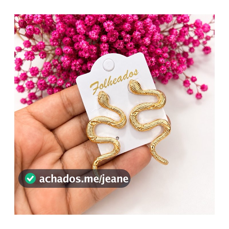 Brinco Feminino Cascavel Cobra Serpente Folheado a Ouro Bijuteria Feminina Estiloso Moderno Acessórios Moderno