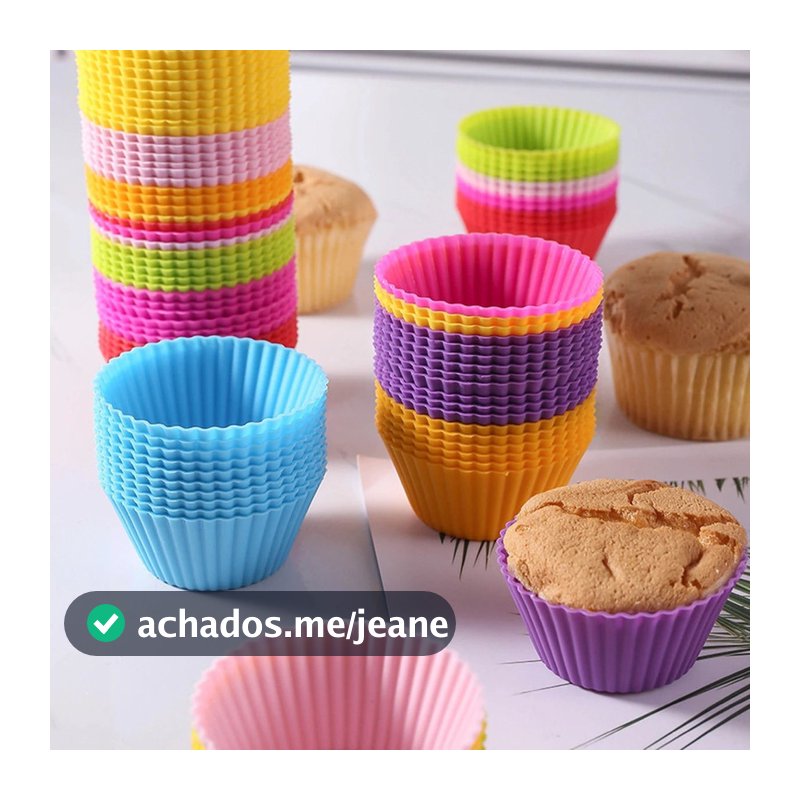 Conjunto 12/24/36 Peças Forma de Silicone Redonda para Cupcake de 7 cm para Assar Bolos