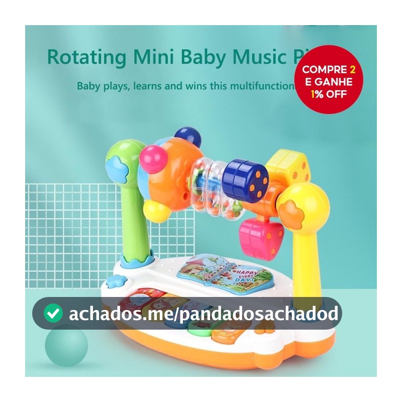 Brinquedo de piano novo e moderno para bebês, teclado musical rotativo com luz e som, brinquedo musical para educação