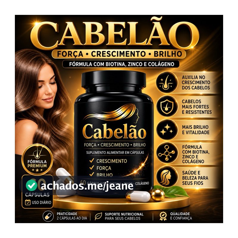 Cabelão  60 Cápsulas Força e Brilho Capilar | Envio Imediato