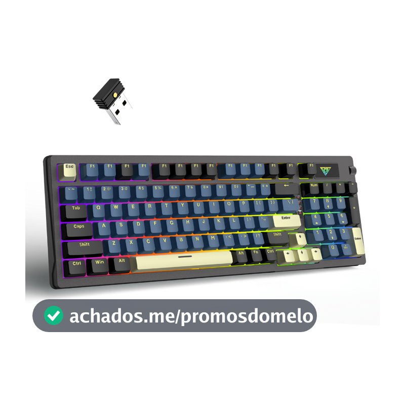 Teclado Mecânico 96 Teclas Tri-Mode RGB Switch Titanium PBT Hot-Swappable ABNT2 Bluetooth 5.0 2.4G USB 4000mAh