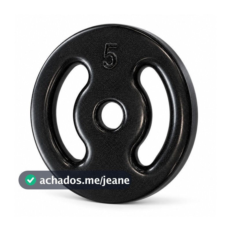 Anilha Emborrachada 5kg Furo 34mm Aproximadamente Supino Para Academia Levantamento de Peso Ferro