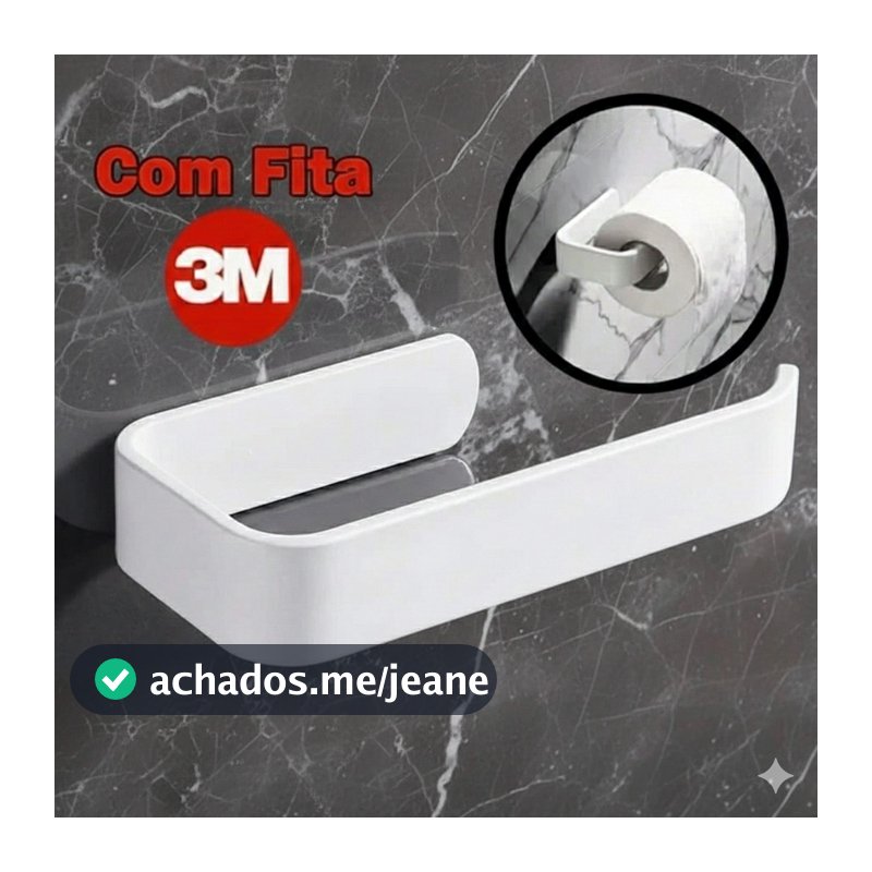 Suporte Porta Papel Higiênico Adesivo 3M Fixação Forte Sem Furar Parede Banheiro ou Gancho
