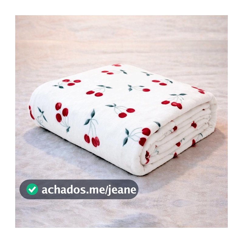 Manta Cobertor Casal Queen Cama Decorativa Cerejas Poliéster Macio Antialérgico Inverno