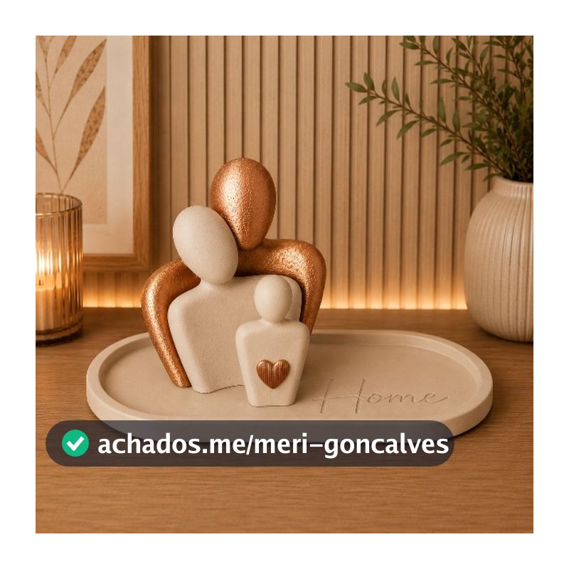 Escultura Decorativa Família com Bandeja Home | Enfeite Moderno para Sala e Aparador