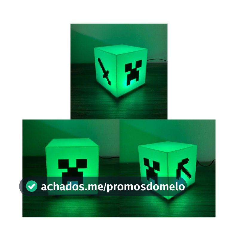 Luminária Abajur Minecraft VERDE Geek Decorativo Presente De Mesa Quarto