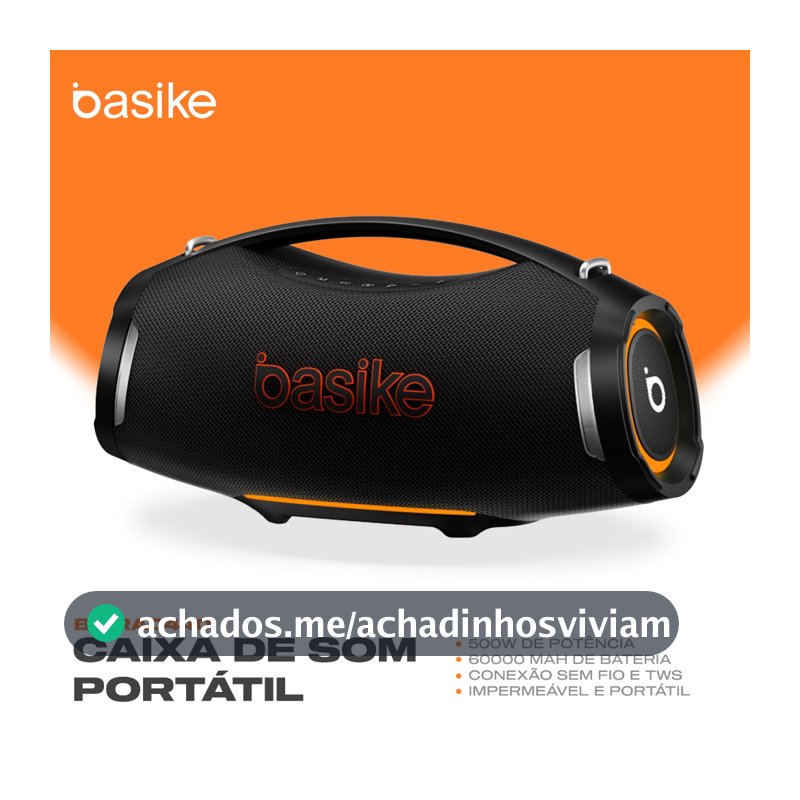 Caixa de Som Portátil Basike Rad440 Bluetooth 500W Graves Fortes 60000mAh IPX6 À Prova D'água RGB TWS
