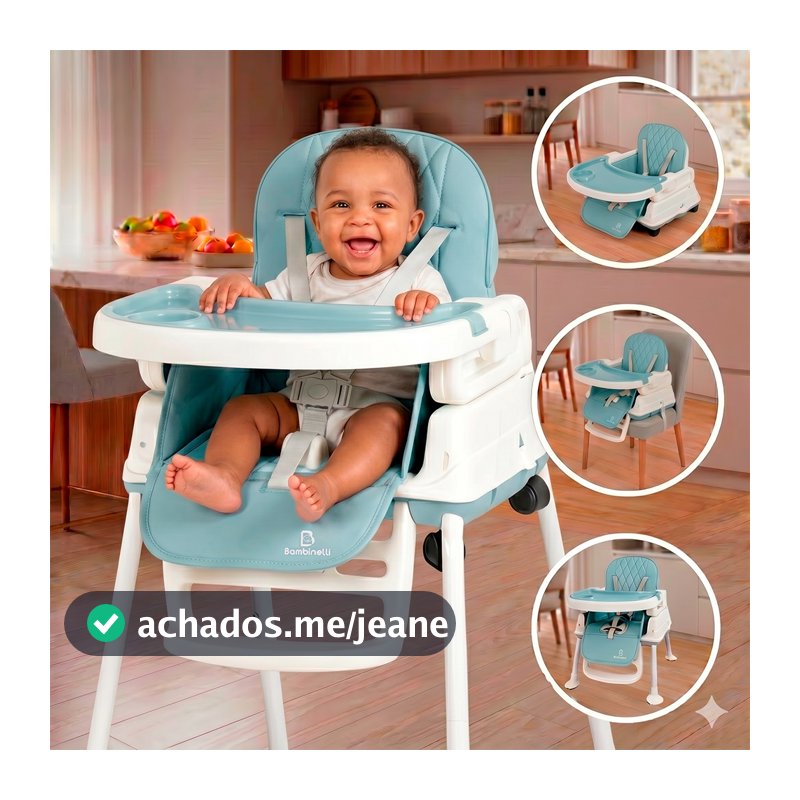Cadeira de Alimentação Bebê Infantil Portátil Multifuncional 4 em 1 com Rodinhas