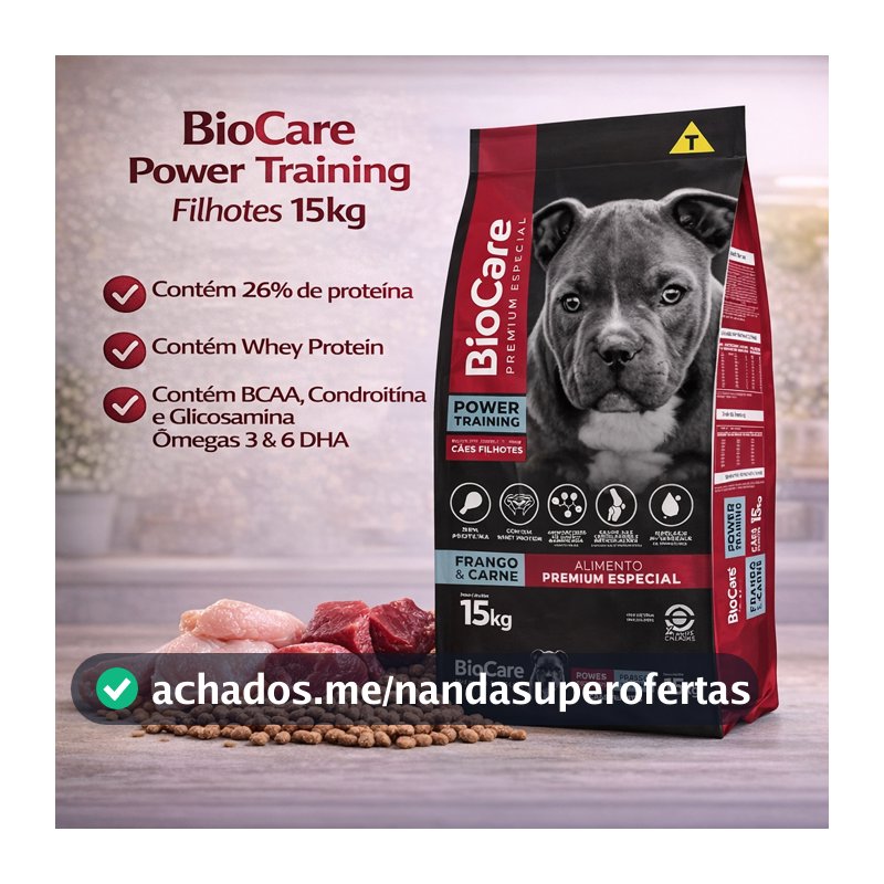 Ração Biocare Power Training Filhotes Frango E Carne 15kg
