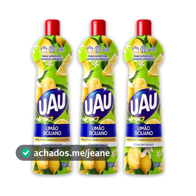 Kit 3un Multiuso 500ml Limão Siciliano Uau Superfícies e Utensílios
