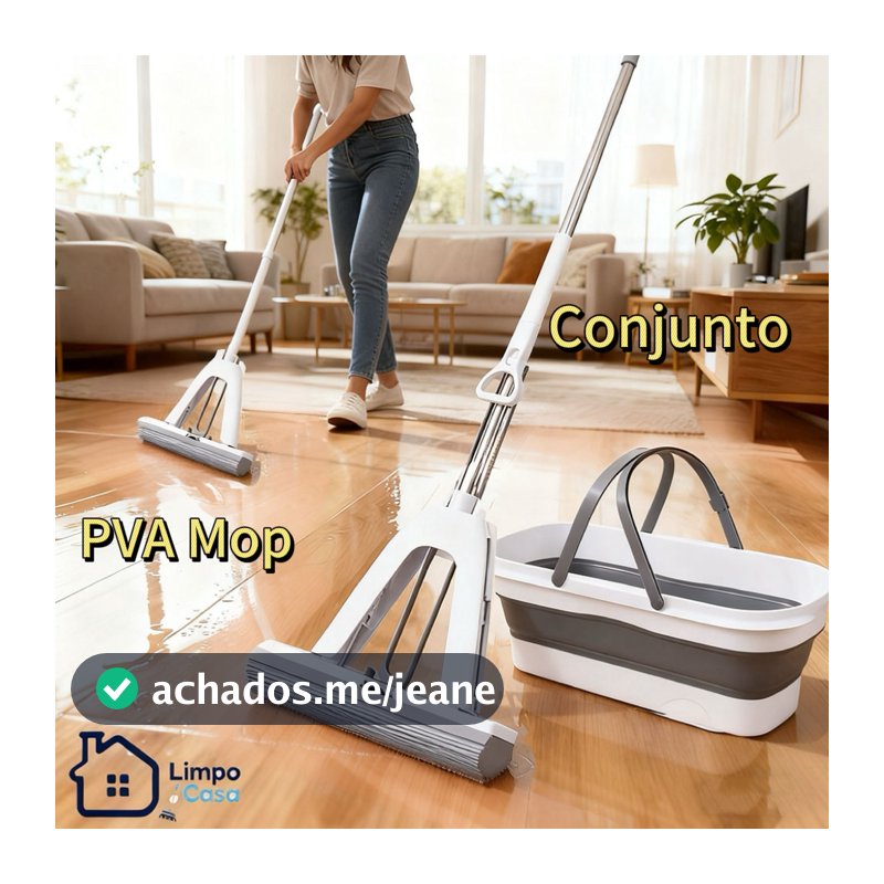 Conjunto de esfregão com esponja PVA, fácil de torcer, altamente absorvente e fácil de limpar.