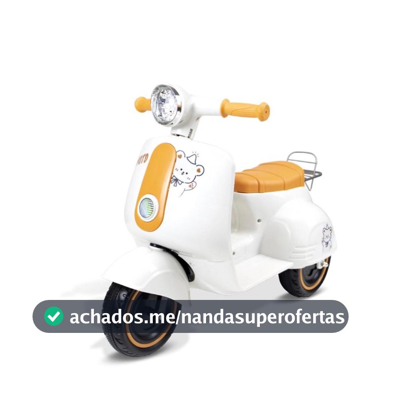 Triciclo Motinha Infantil 6V Avespa Maral Eletrica Luzes e Sons Scooter Suporta Ate 30 KG