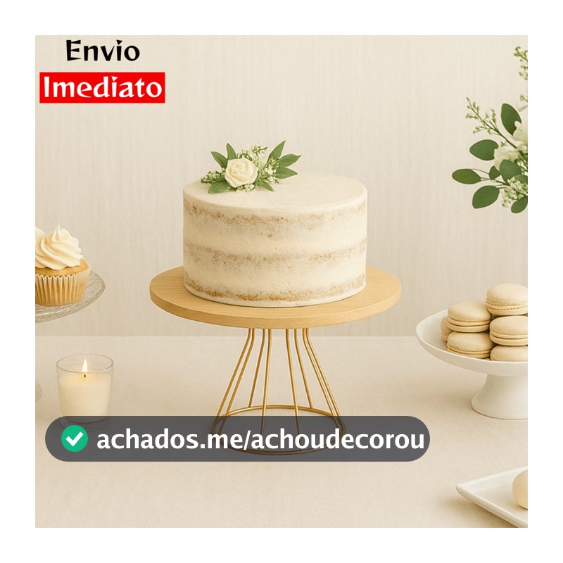 Boleira Decorativa de Ferro com Tampo de Pinus – Ideal para Festas e Mesa de Sobremesa