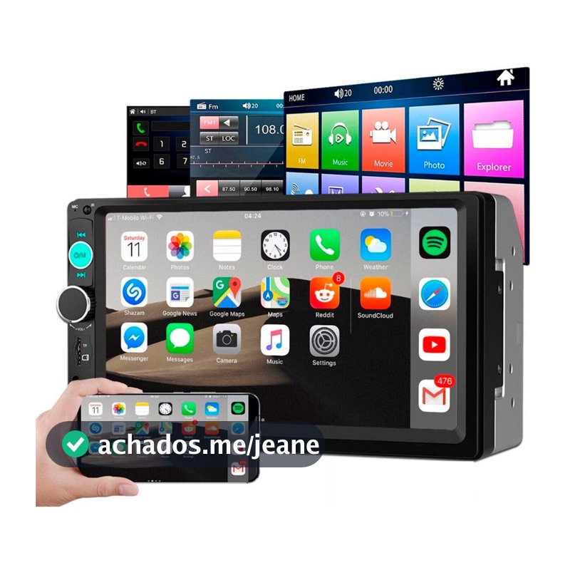 Dvd Automotivo 2 Din Central Multimidia Mp5 Bluetooth Usb Sd Tela 7 Hd Espelhamento