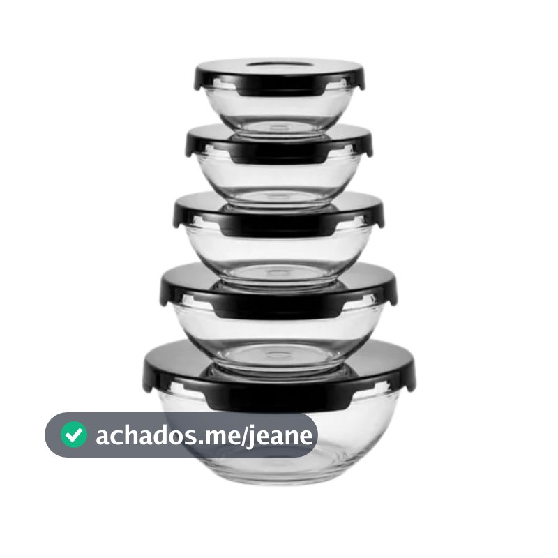Conjunto Tigela Vidro Bowl Marmita Tampa 5 ou 10 Peças Herméticos Cozinha Refeições