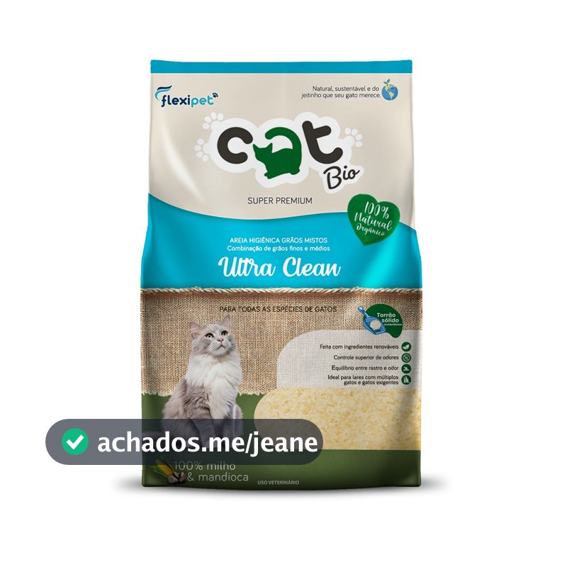 Areia Higiênica Biodegradável para Gatos - Catbio Milho e Mandioca - Ultra Clean - Grãos Mistos