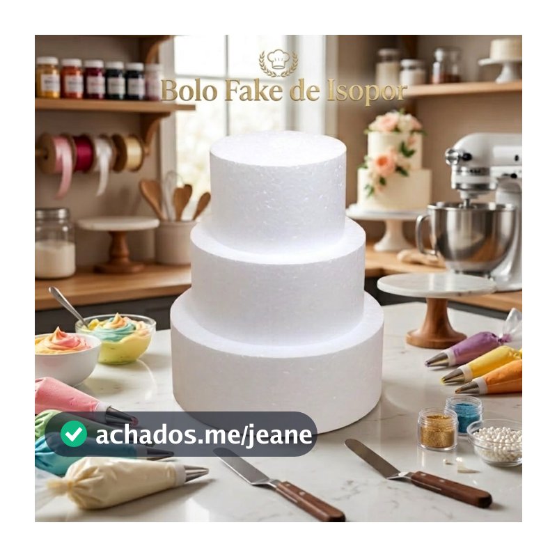 Bolo Fake De Isopor 3 Andares 15x20x25cm Base Redonda 10cm Decoração Festa Cenográfico Aniversário