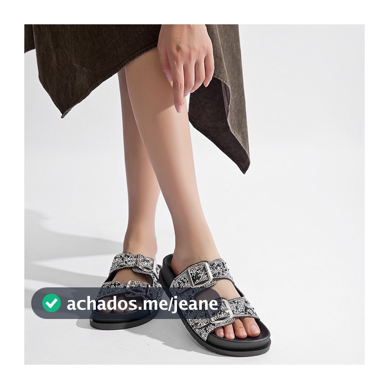 Sandália Birken Papete Feminina Com Fivela Ajustável e Strass de Luxo Conforto e Estilo