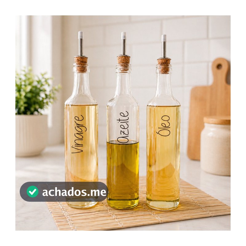 Galheteiros de Vidro 500ml | Bico Dosador Cortiça |  Vinagre | Azeite | Óleo