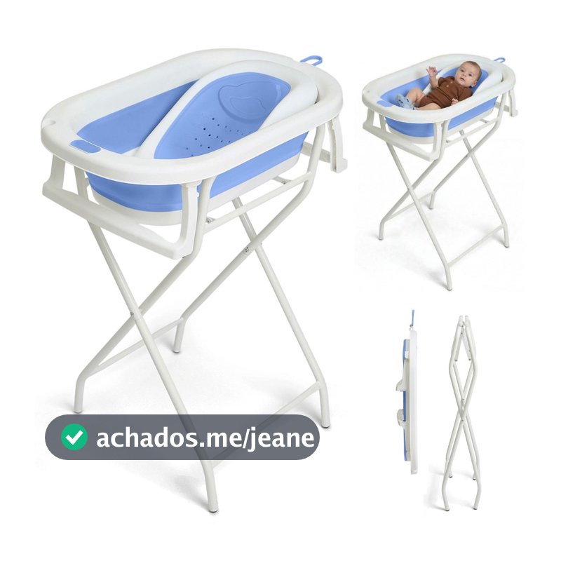 Banheira de Bebe com Suporte e Encosto Kit Dobrável 3 em 1 até 44 litros  Pipdip