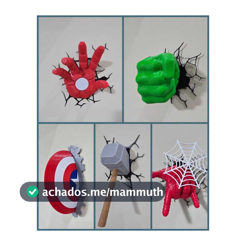 Punho hulk, Martelo Thor - Mão do Homem de Ferro - Escudo capitão América decorativo de parede