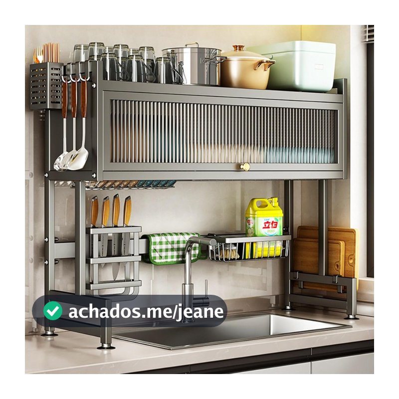 Escorredor de Louça 85cm - Organizador de Pia para Pratos - Cozinha Completa e Apartamentos