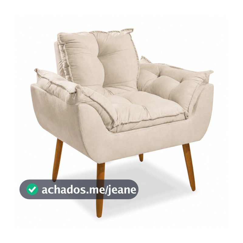 Poltrona para Sala de Estar Recepção Opala Pé Palito Suede