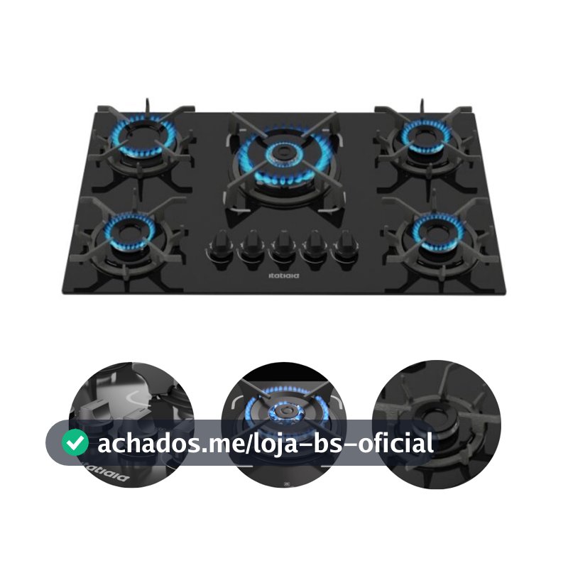 Fogão Cooktop 5 Bocas Itatiaia Tripla Chama Trempe Ferro Fundido Itacook Premium
