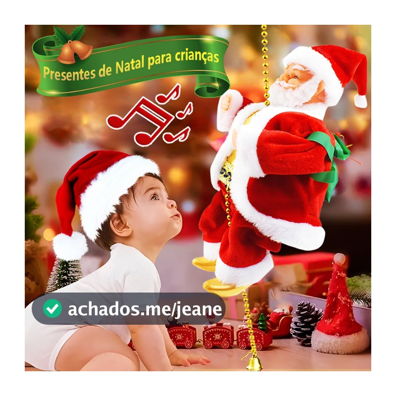 Papai Noel 27cm Bonecos De Natal Para Decoração Escalando Sobe E Descer Musical Canta