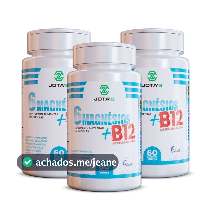 Suplemento 6 Magnésio + B12 Metilcobalamina 60 Cápsulas 500mg Envio Imediato