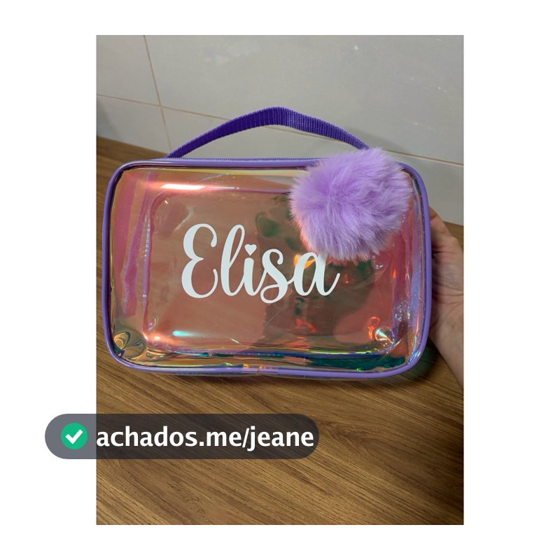 Maleta PERSONALIZADA plastico holográfico menina menino passeio maquiagem kit higiene