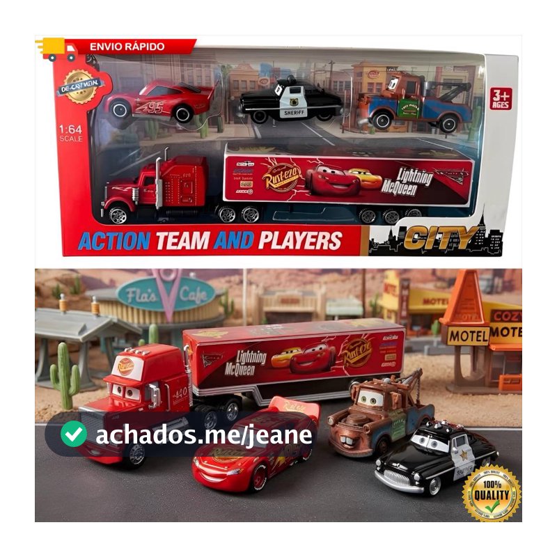 Kit Caminhão Mack Transportador Filme Carros + 3 ou 6 Carrinhos Miniatura